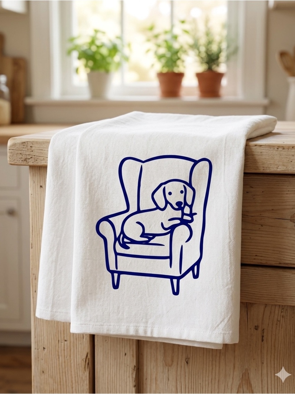White dachshund Kitchen Towel NEW Made to order
